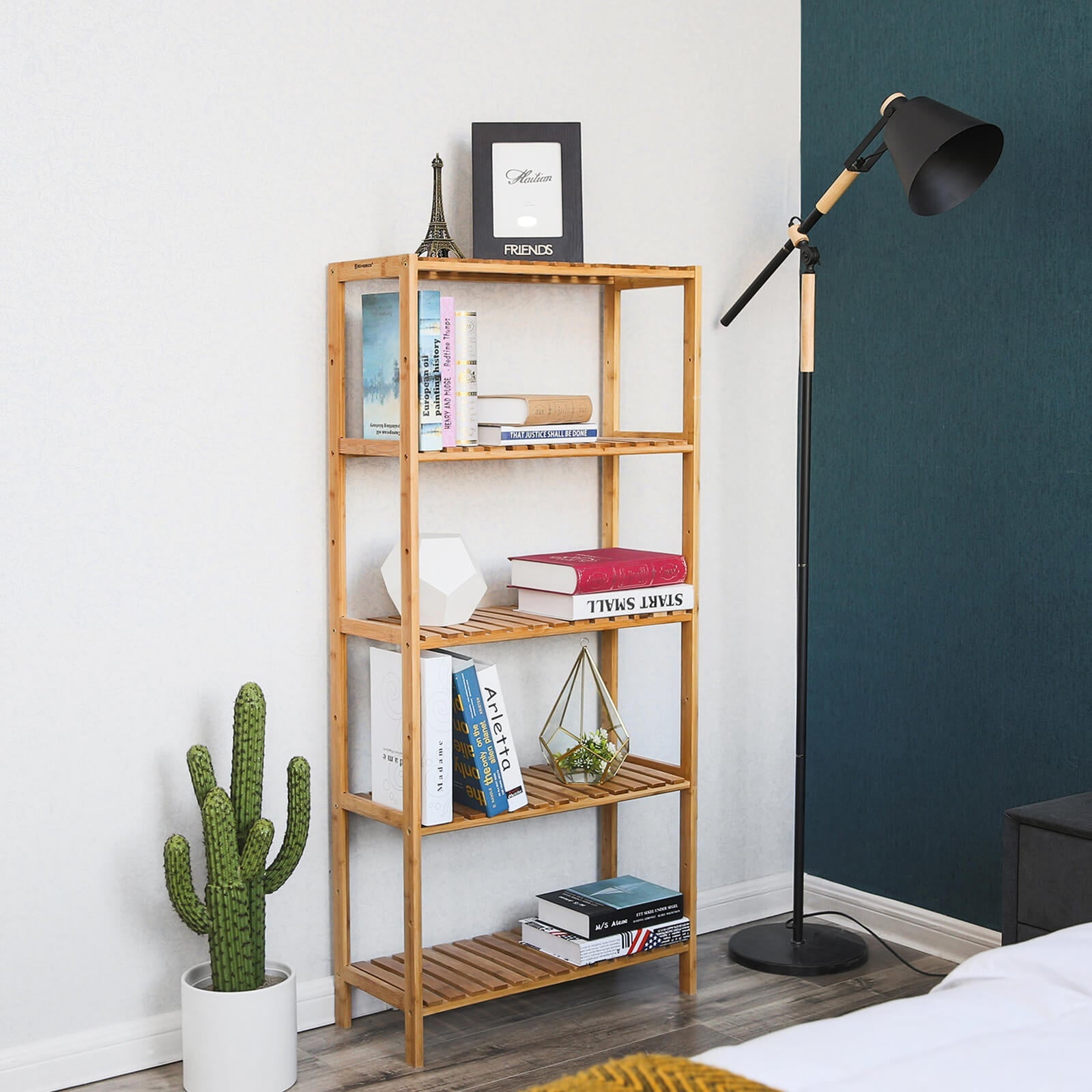 Bamboo Storage Shelf – 5-Tier – Natural – Multi-Purpose for Hallway, Bathroom, Kitchen, Living Room