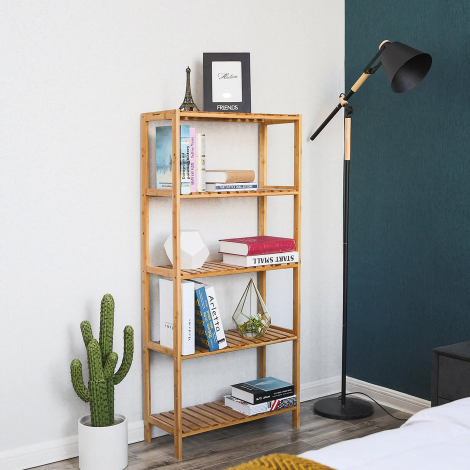 Bamboo Storage Shelf – 5-Tier – Natural – Multi-Purpose for Hallway, Bathroom, Kitchen, Living Room