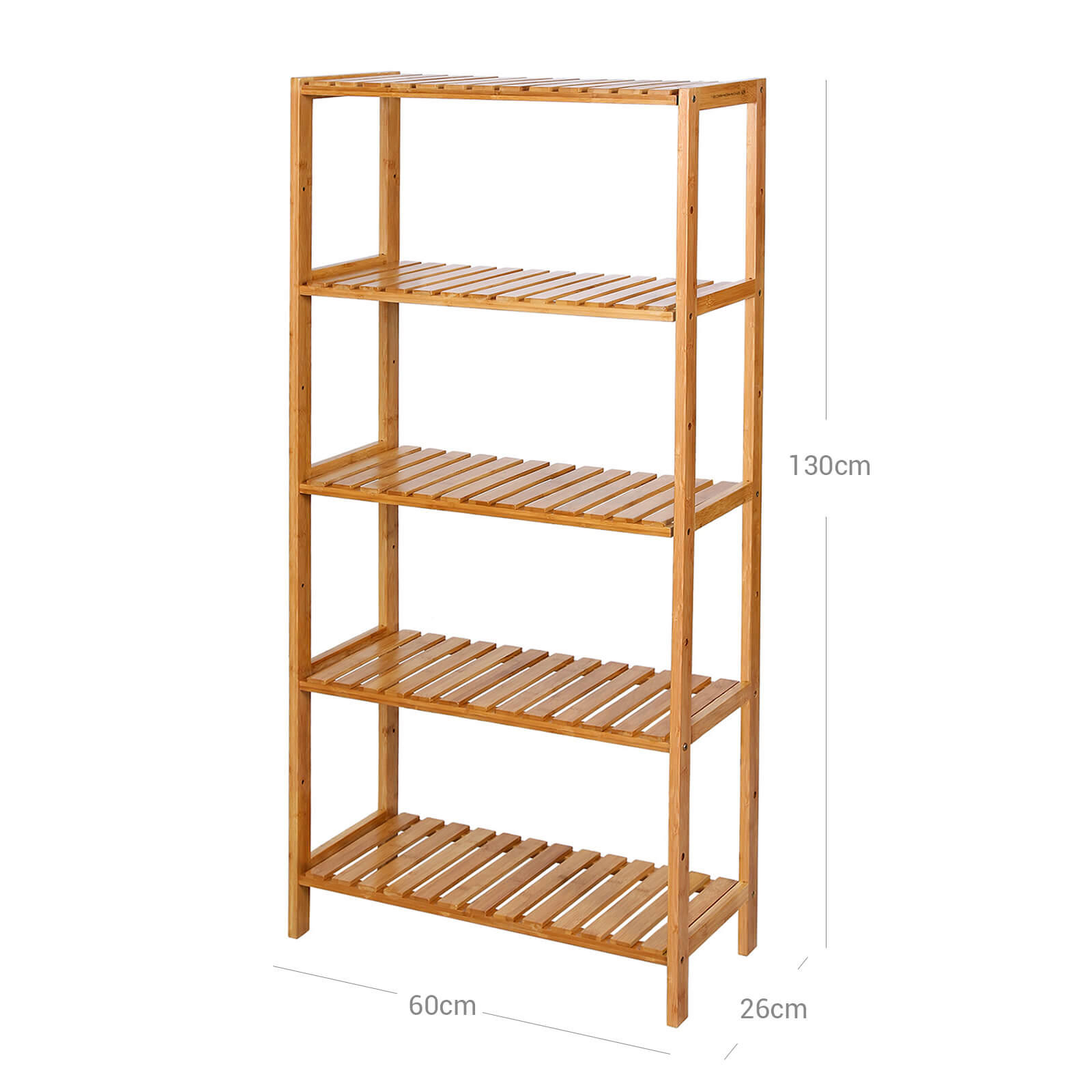 Bamboo Storage Shelf – 5-Tier – Natural – Multi-Purpose for Hallway, Bathroom, Kitchen, Living Room