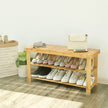 Bamboo Shoe Bench – Natural Bamboo – Neutral – 3-Tier Shoe Rack Organizer