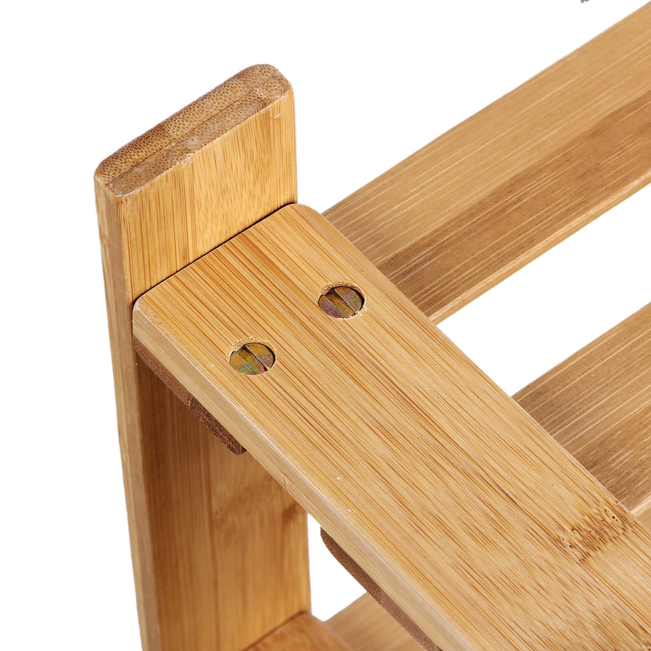 Bamboo Shoe Bench – Natural Bamboo – Neutral – 3-Tier Shoe Rack Organizer