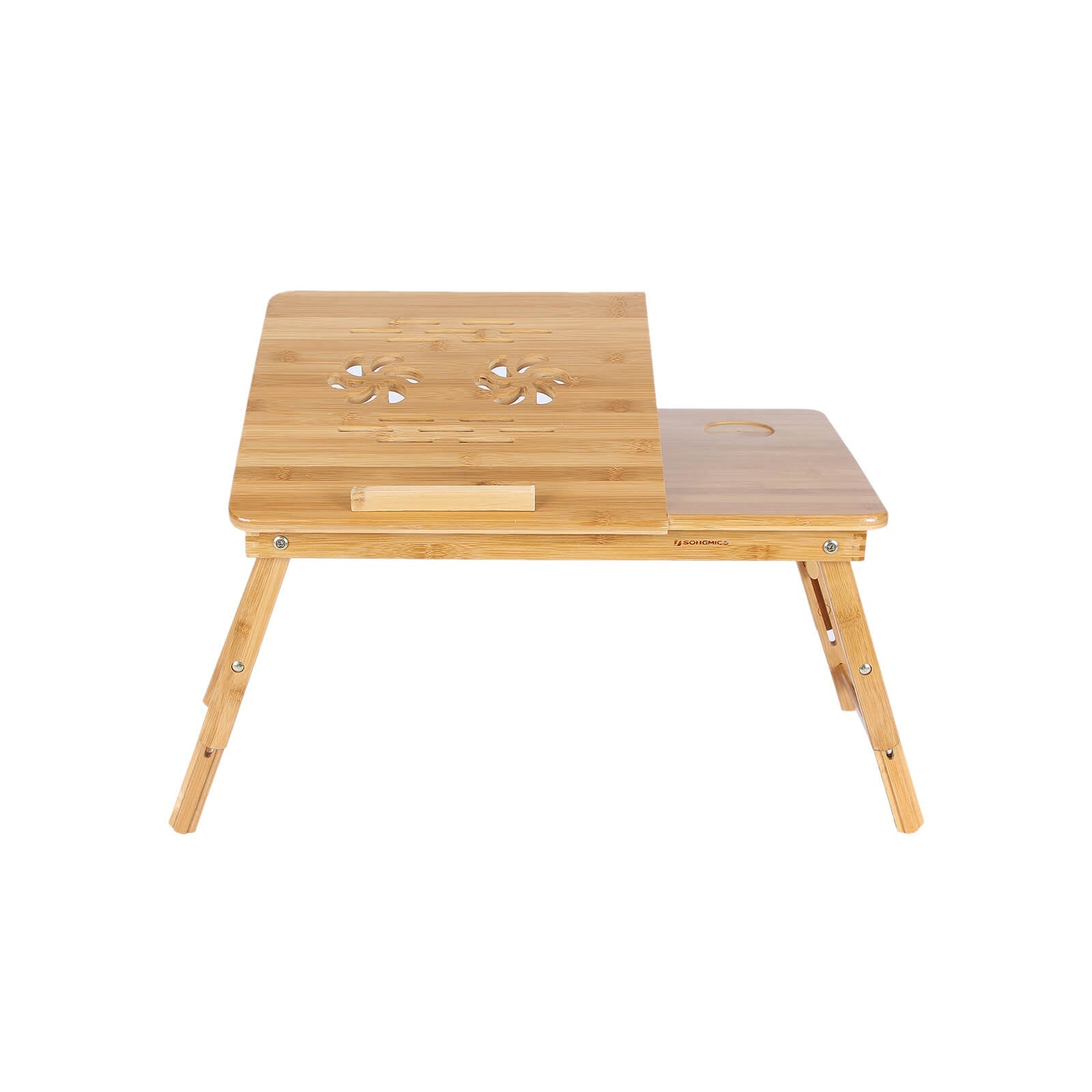 Tiltable Laptop Desk – Bamboo – Natural – Adjustable with Cooling Holes and Drawer