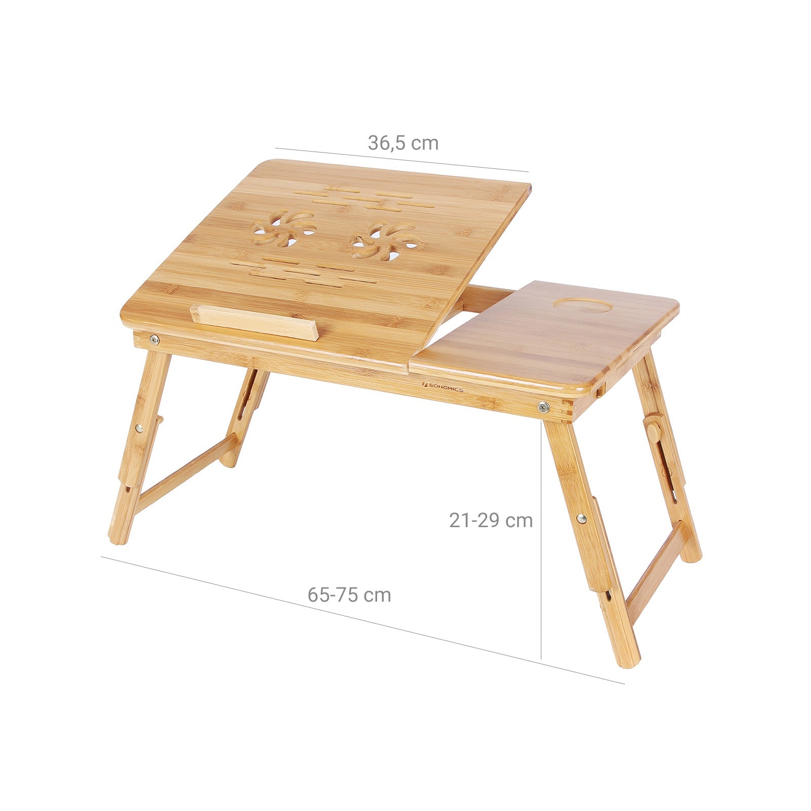 Tiltable Laptop Desk – Bamboo – Natural – Adjustable with Cooling Holes and Drawer