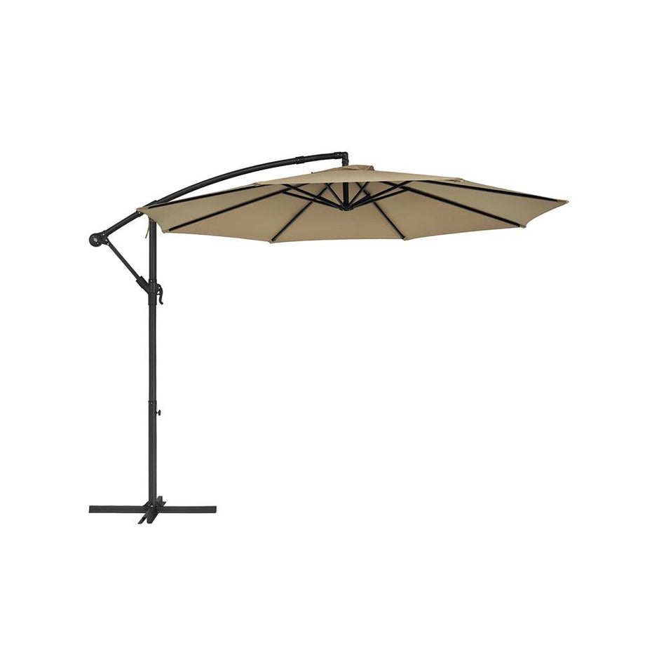 Banana Patio Umbrella – Fabric – Grey – Cantilever Design with Crank and UPF 50+ Sun Protection