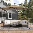 Banana Patio Umbrella – Fabric – Grey – Cantilever Design with Crank and UPF 50+ Sun Protection