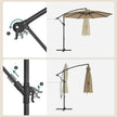 Banana Patio Umbrella – Fabric – Grey – Cantilever Design with Crank and UPF 50+ Sun Protection