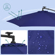 Cantilever Patio Umbrella – Fabric – Red – Solar-Powered LED Lights, UPF 50+ Protection, Crank System