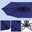 Cantilever Patio Umbrella – Fabric – Red – Solar-Powered LED Lights, UPF 50+ Protection, Crank System