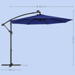 Cantilever Patio Umbrella – Fabric – Red – Solar-Powered LED Lights, UPF 50+ Protection, Crank System