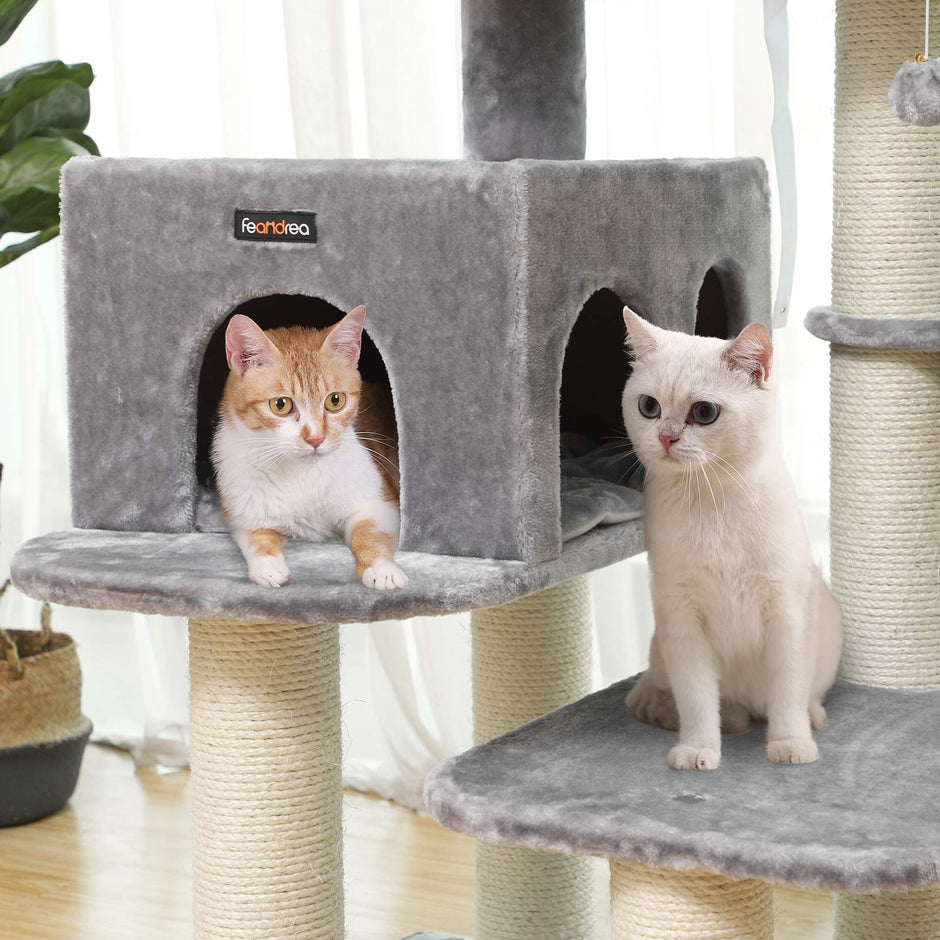 Cat Condo – Sisal & Plush – Beige – XXL Perch and Adjustable Units