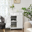 Bathroom Floor Cabinet – Engineered Wood – Matte White – 2 Louvred Doors, Adjustable Shelf, Drawer, Scandinavian Style