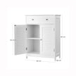 Bathroom Floor Cabinet – Engineered Wood – Matte White – 2 Louvred Doors, Adjustable Shelf, Drawer, Scandinavian Style