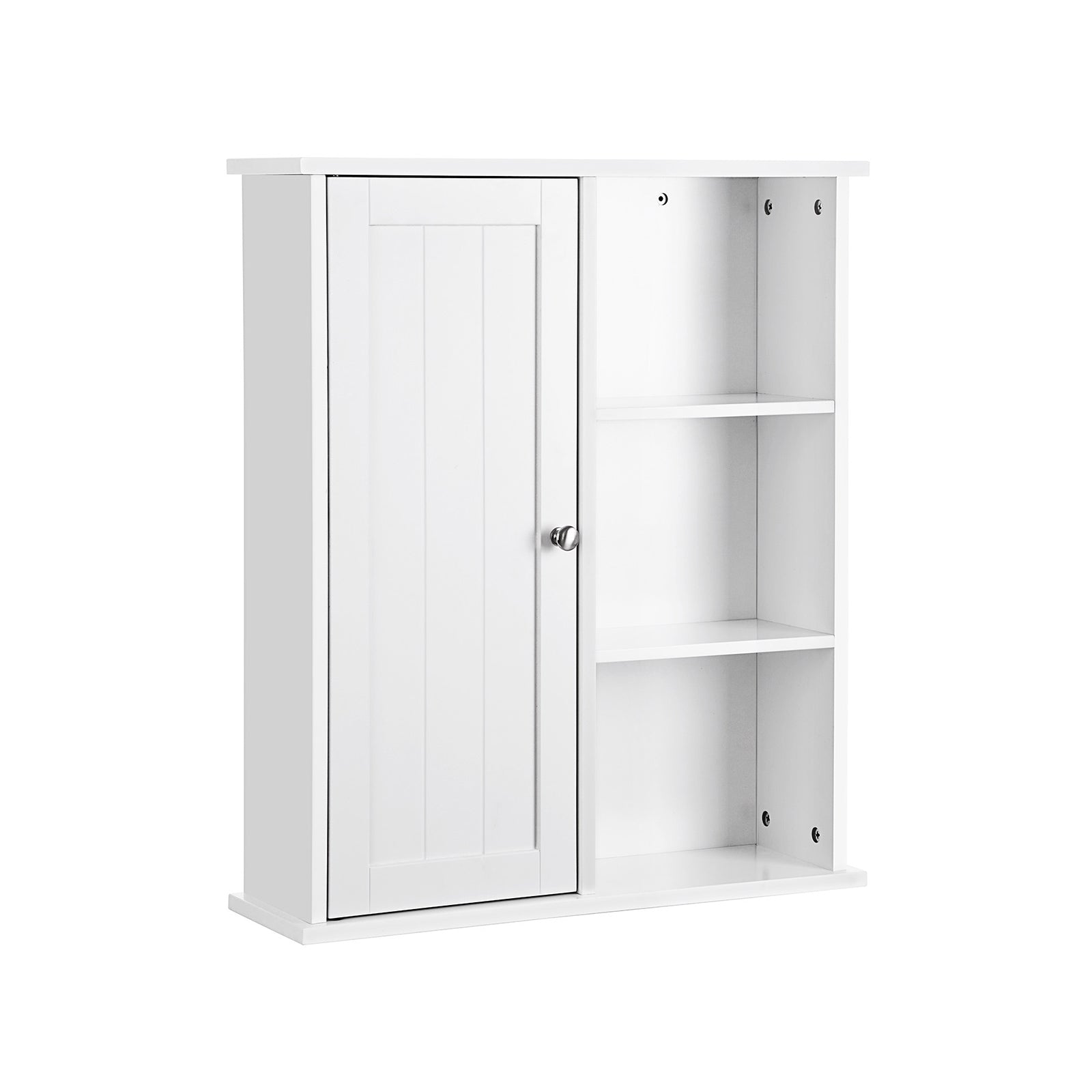 Bathroom Wall Storage Cabinet – Engineered Wood – White – Wall Mounted with Adjustable Compartments