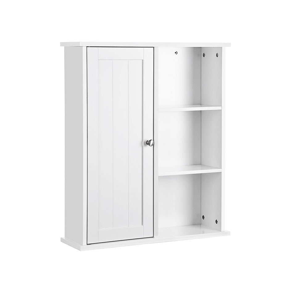 Bathroom Wall Storage Cabinet – Engineered Wood – White – Wall Mounted with Adjustable Compartments