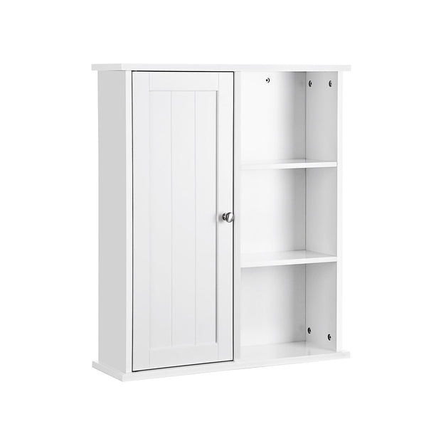 Bathroom Wall Storage Cabinet – Engineered Wood – White – Wall Mounted with Adjustable Compartments