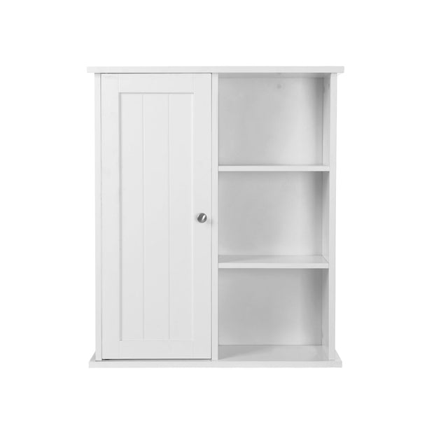 Bathroom Wall Storage Cabinet – Engineered Wood – White – Wall Mounted with Adjustable Compartments