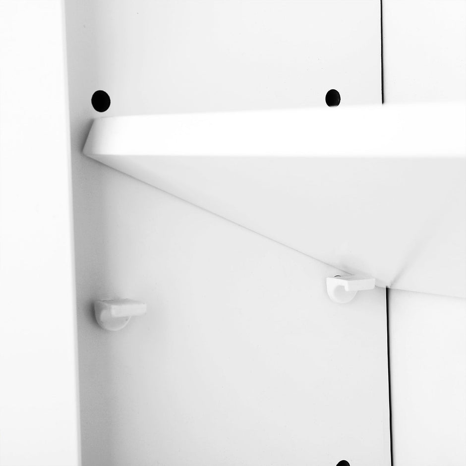 Bathroom Wall Storage Cabinet – Engineered Wood – White – Wall Mounted with Adjustable Compartments