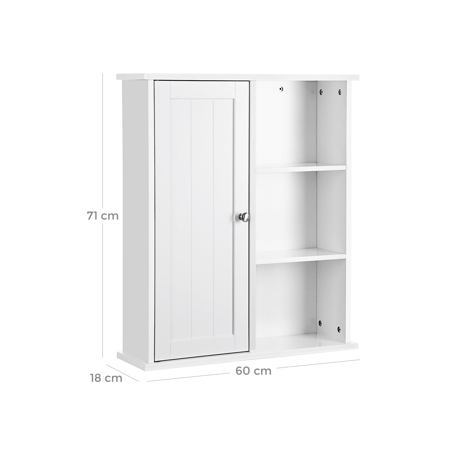 Bathroom Wall Storage Cabinet – Engineered Wood – White – Wall Mounted with Adjustable Compartments