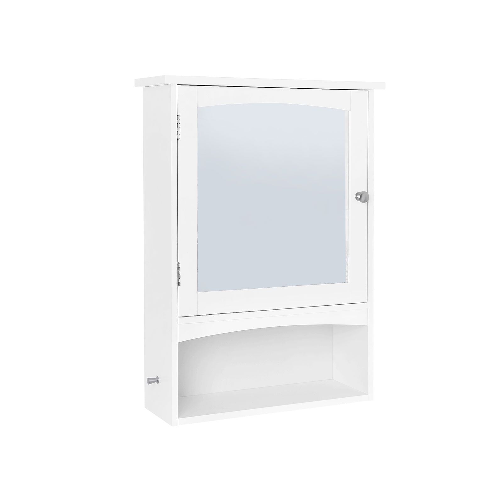 Wall Storage Cabinet – Wood – White – With Open Compartment and Adjustable Shelf