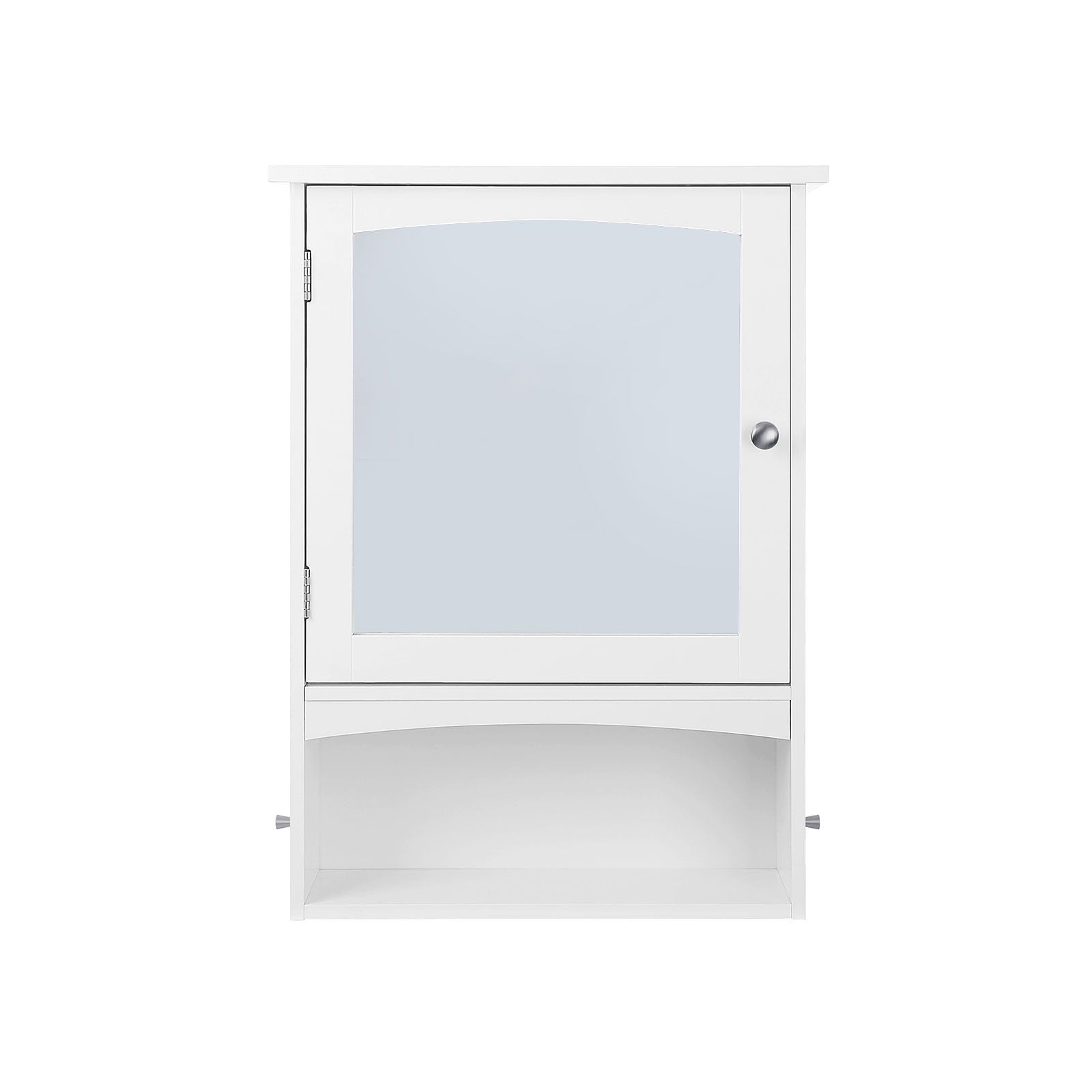 Wall Storage Cabinet – Wood – White – With Open Compartment and Adjustable Shelf