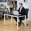 Computer Desk – Wood – Black – Large Desktop and Easy Assembly