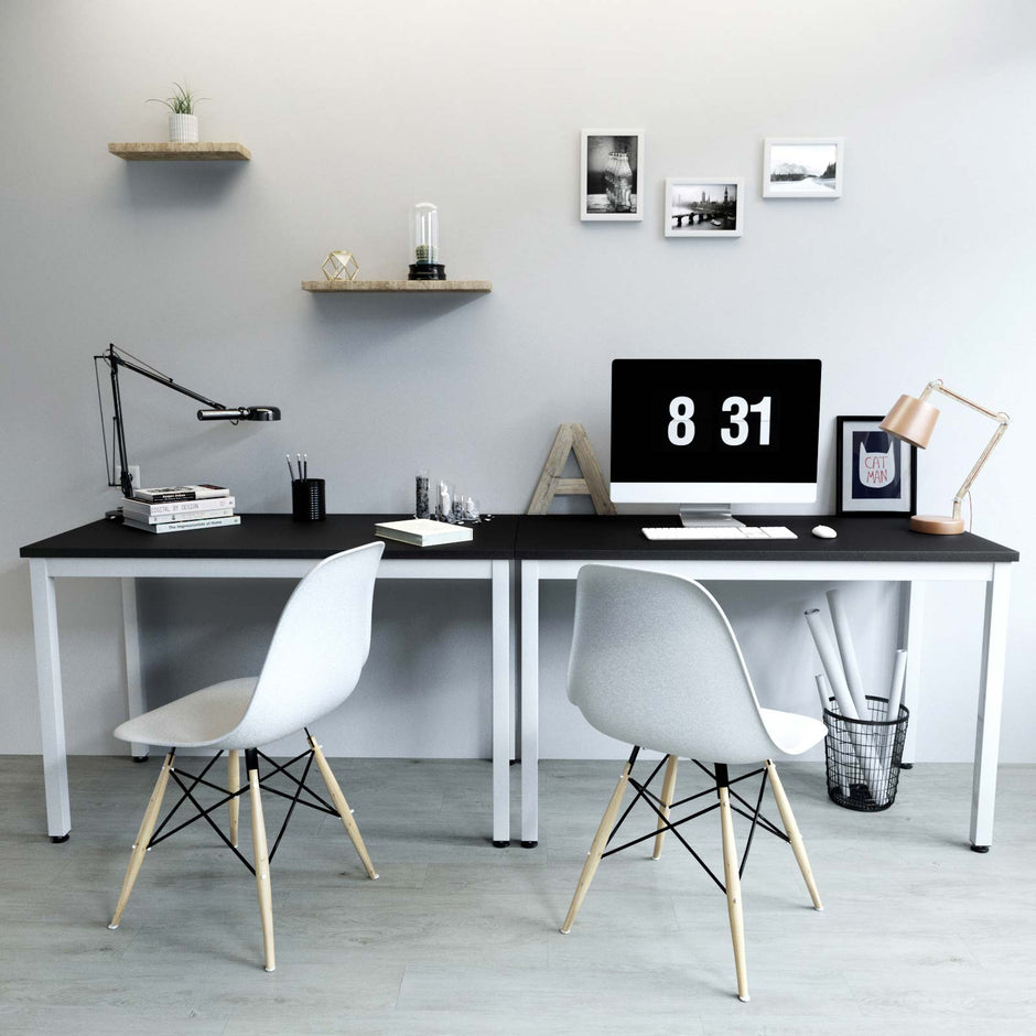 Computer Desk – Wood – Black – Large Desktop and Easy Assembly