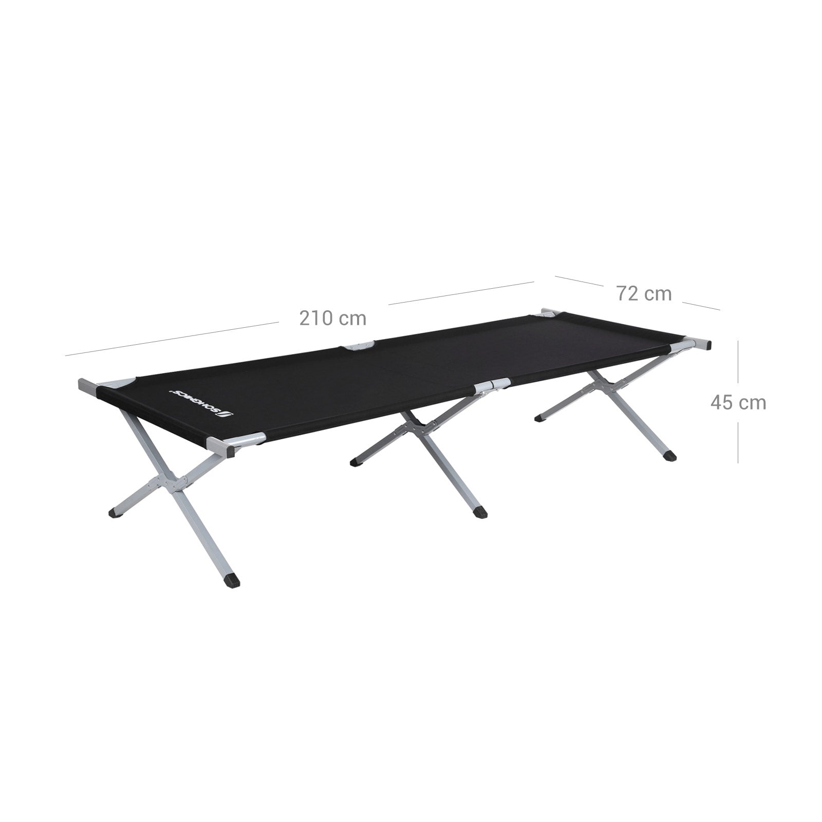 Folding Camping Bed – Metal – Black – TÜV Rheinland Tested 260 kg Load Capacity