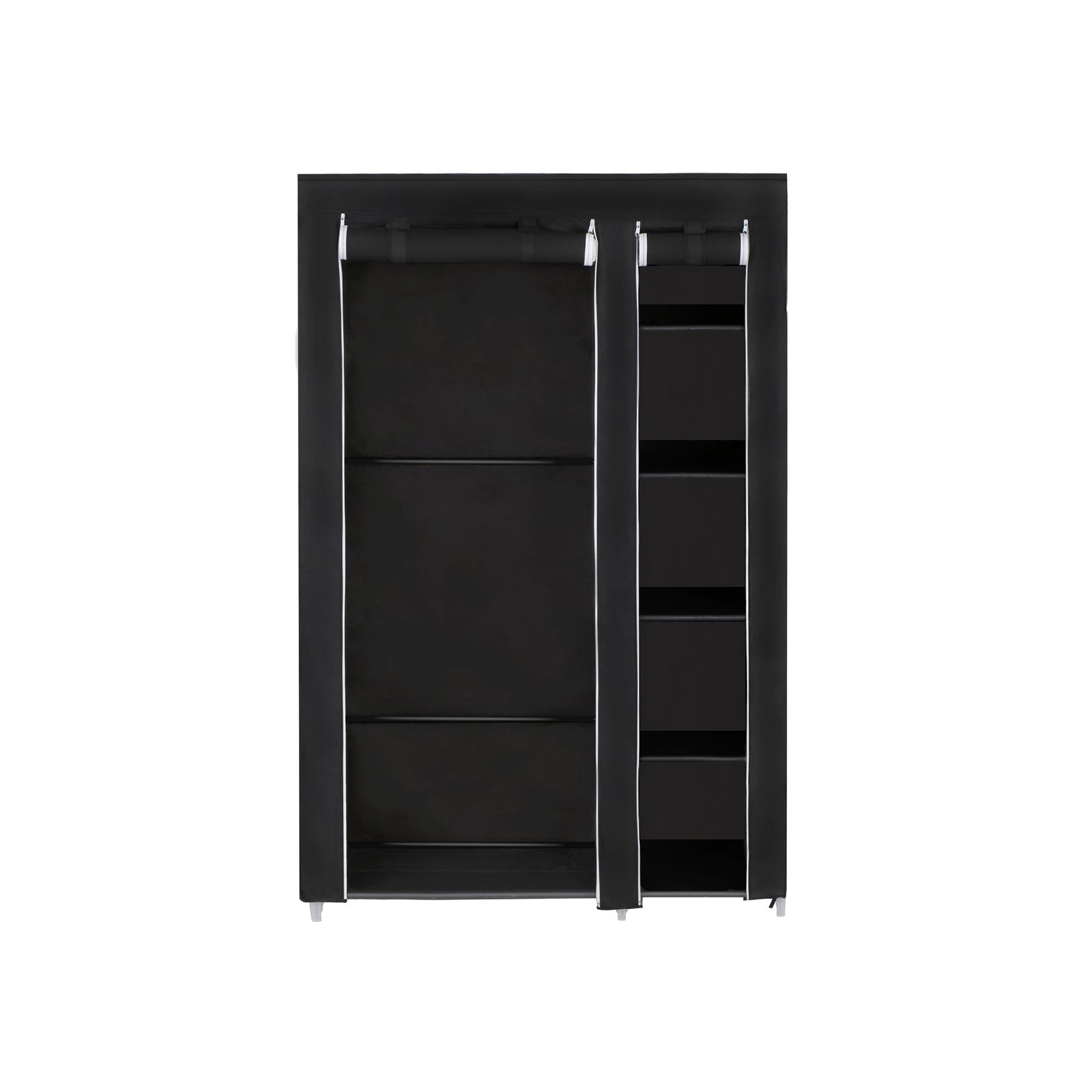 Folding Fabric Wardrobe – Fabric – Black – Extra Large Design 175 x 110 x 45 cm