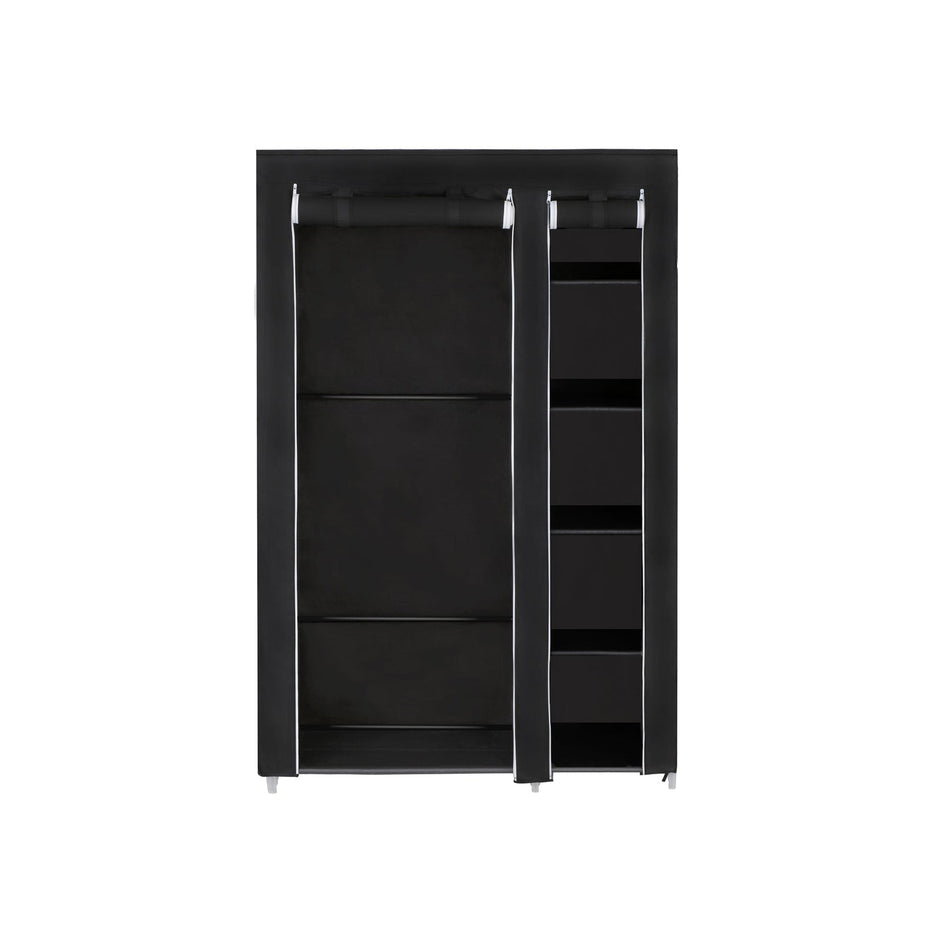 Folding Fabric Wardrobe – Fabric – Black – Extra Large Design 175 x 110 x 45 cm