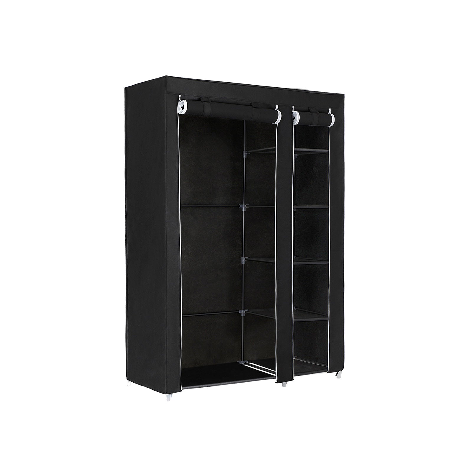 Folding Fabric Wardrobe – Fabric – Black – Extra Large Design 175 x 110 x 45 cm