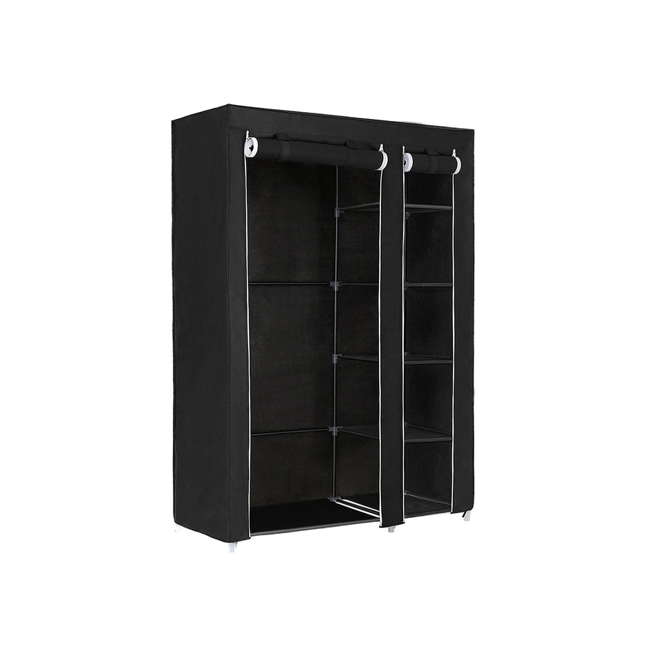 Folding Fabric Wardrobe – Fabric – Black – Extra Large Design 175 x 110 x 45 cm