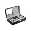 Watch Storage Box – Wood – Black – Lockable with Mirror and Cufflink Compartment for 8 Watches