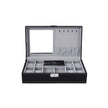 Watch Storage Box – Wood – Black – Lockable with Mirror and Cufflink Compartment for 8 Watches