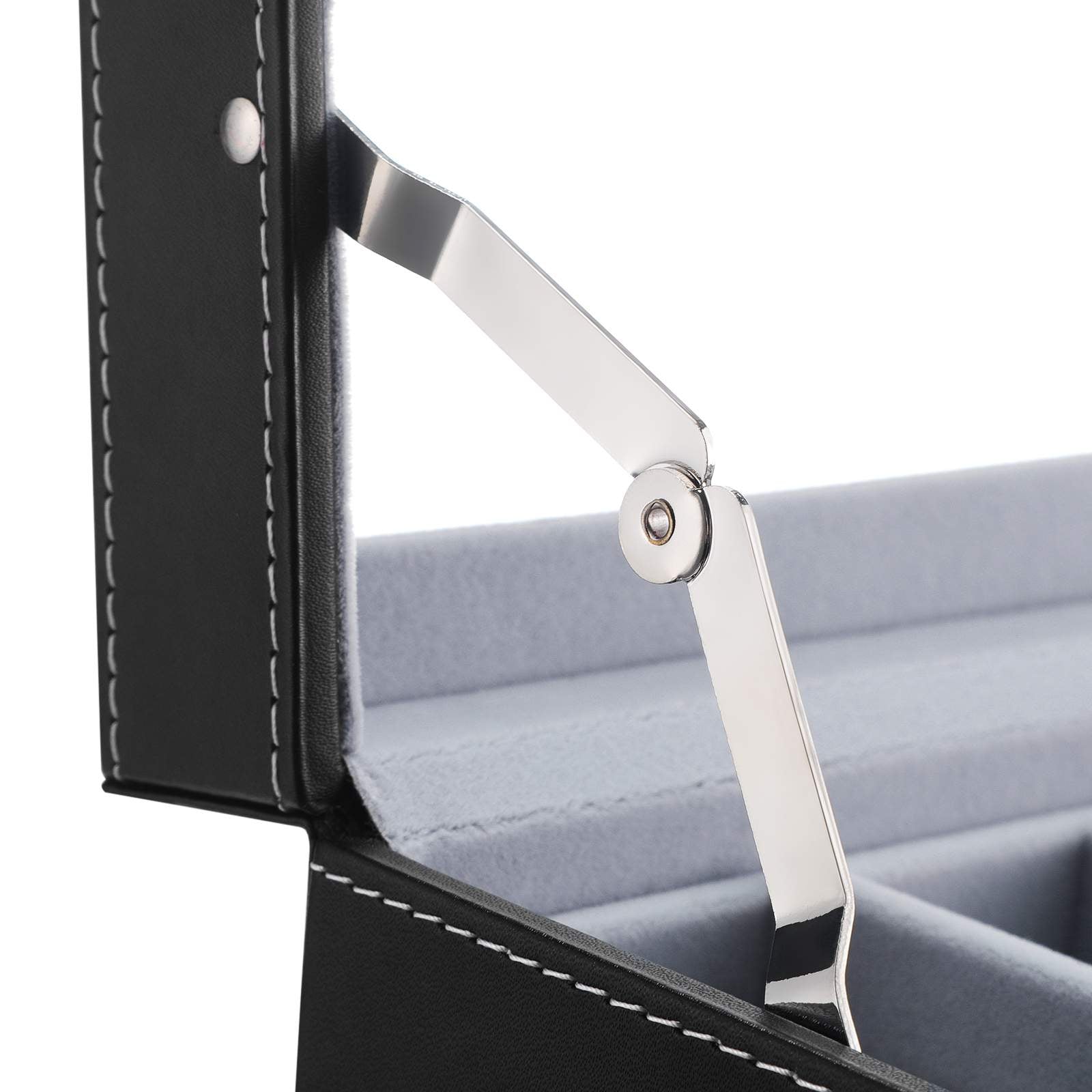 Watch Storage Box – Wood – Black – Lockable with Mirror and Cufflink Compartment for 8 Watches