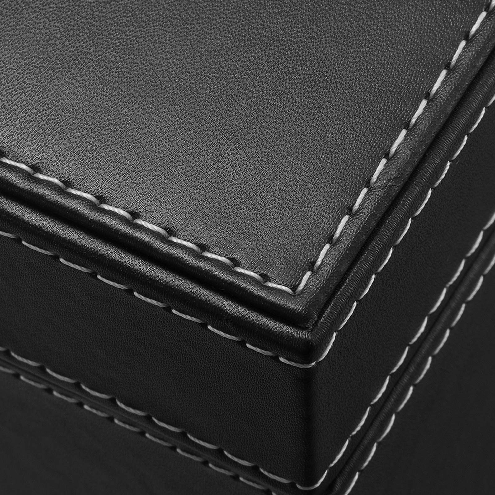 Watch Storage Box – Wood – Black – Lockable with Mirror and Cufflink Compartment for 8 Watches