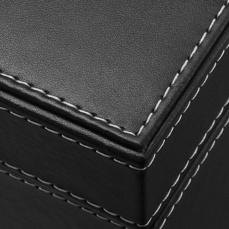 Watch Storage Box – Wood – Black – Lockable with Mirror and Cufflink Compartment for 8 Watches