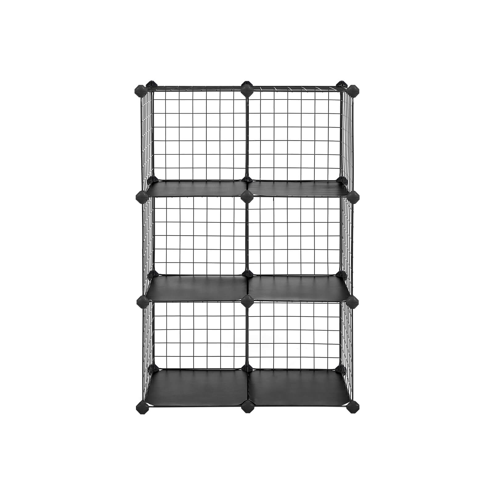 Storage Rack – Metal Wire – Black – Interlocking Design with Plastic Sheets