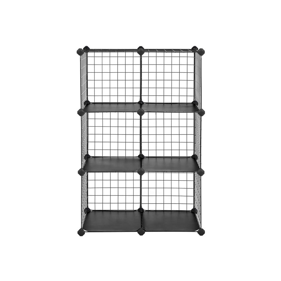 Storage Rack – Metal Wire – Black – Interlocking Design with Plastic Sheets