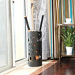 Round Umbrella Stand – Metal – Black – With Hooks and Drip Tray