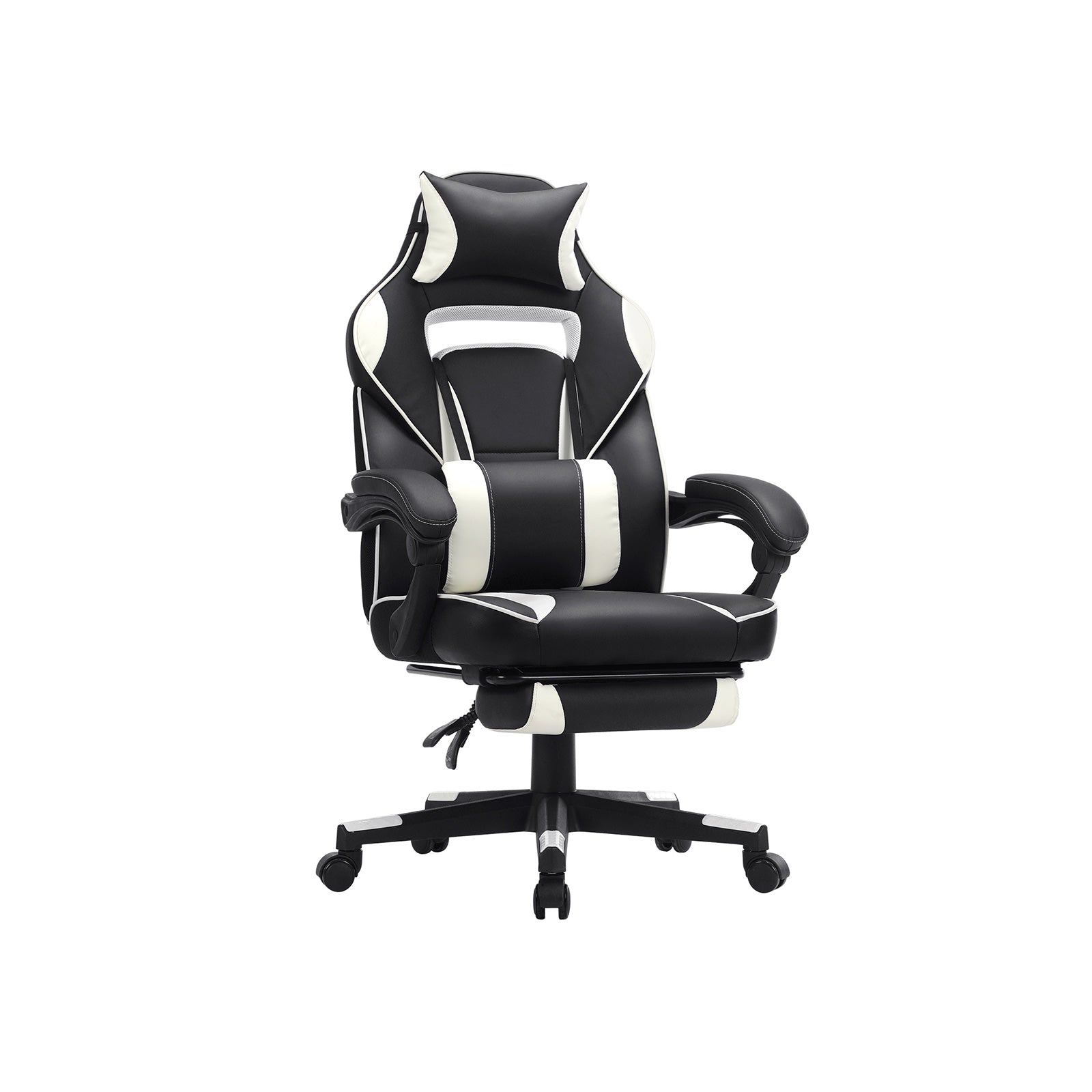 Office Chair – Faux Leather – Black and Red – Ergonomic Design with Footrest and Lumbar Support