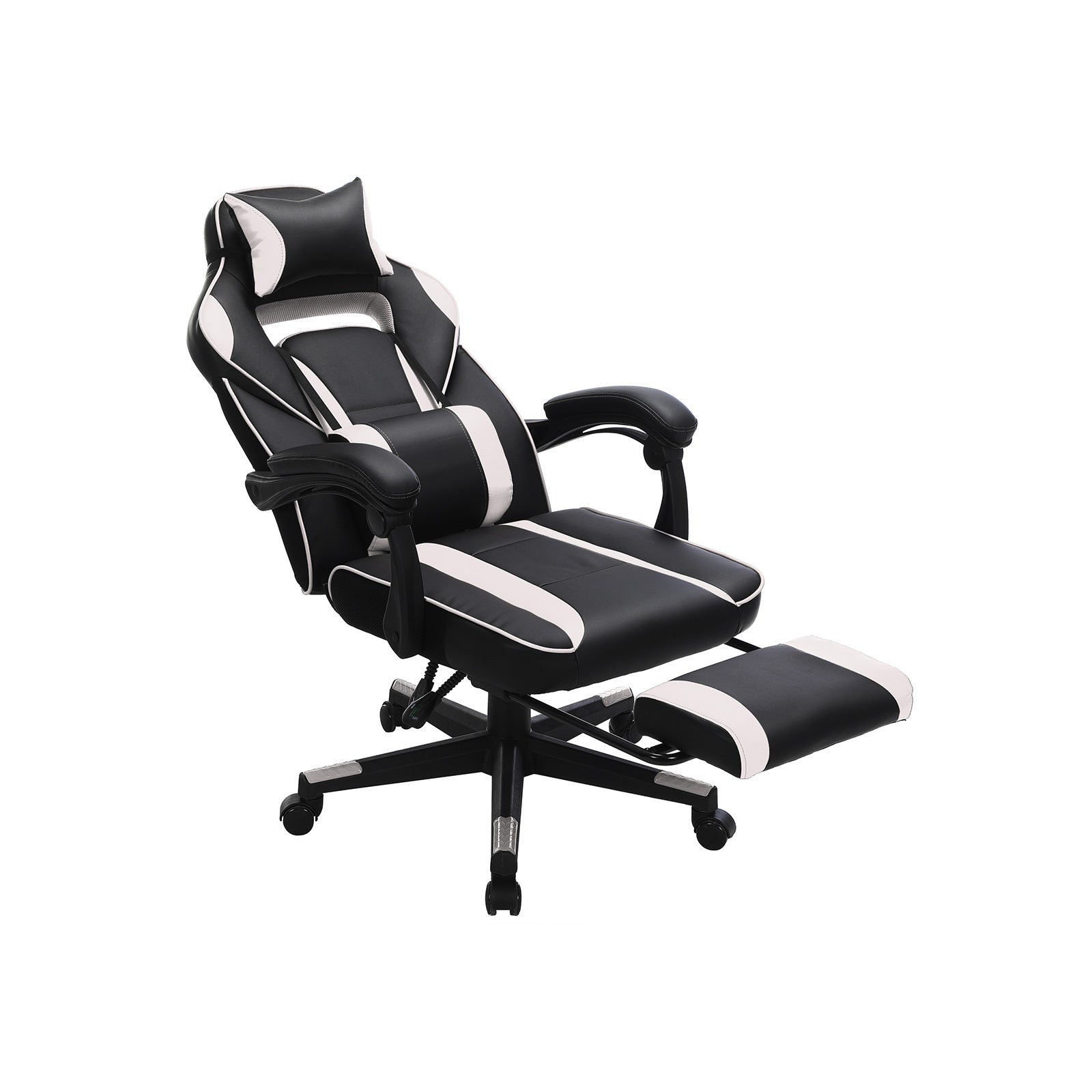 Office Chair – Faux Leather – Black and Red – Ergonomic Design with Footrest and Lumbar Support