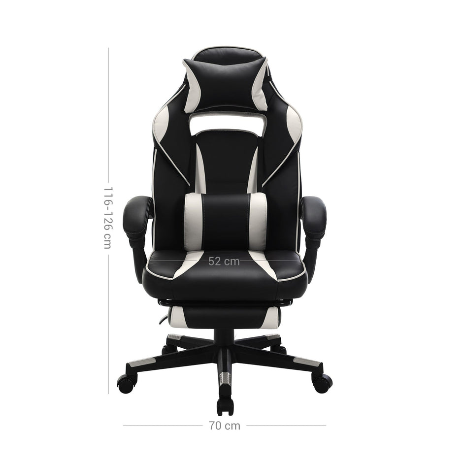 Office Chair – Faux Leather – Black and Red – Ergonomic Design with Footrest and Lumbar Support