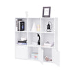 Bookcase – Wooden – White – Freestanding Display Shelf with 3 Bottom Cabinets