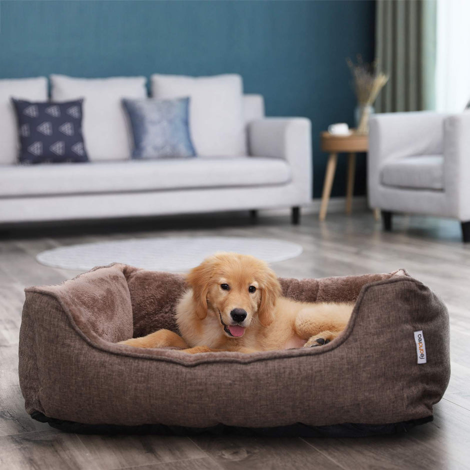 Dog Sofa Bed – Fabric – Brown – Large Washable with Removable Cover
