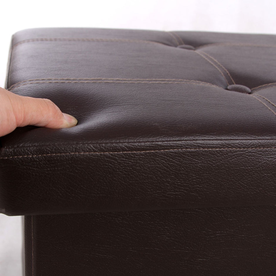 Storage Ottoman Bench – Fabric – Brown – Large Capacity with Max Load 300 kg