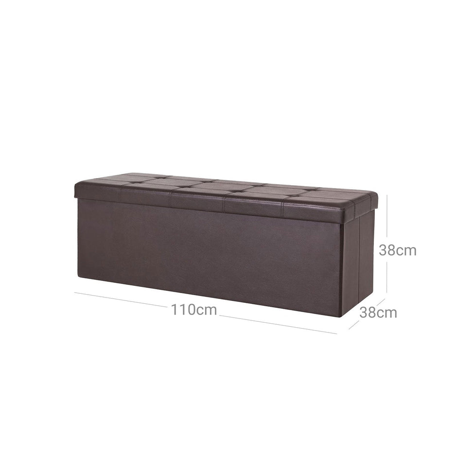 Storage Ottoman Bench – Fabric – Brown – Large Capacity with Max Load 300 kg