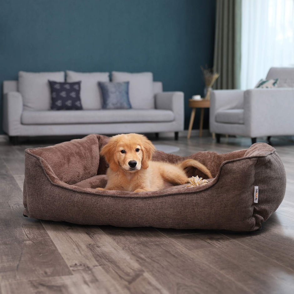 Dog Bed – Fabric – Brown – Washable with Removable Cover