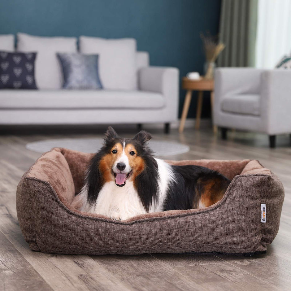 Dog Bed – Fabric – Brown – Washable with Removable Cover