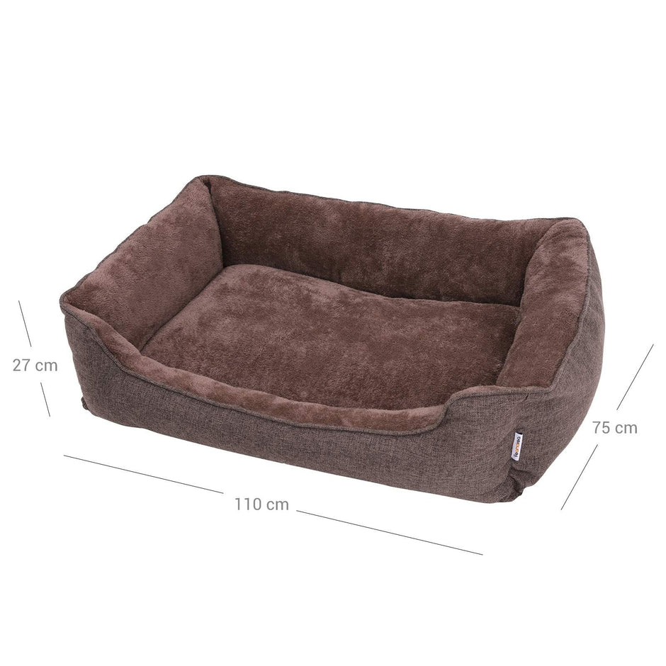 Dog Bed – Fabric – Brown – Washable with Removable Cover