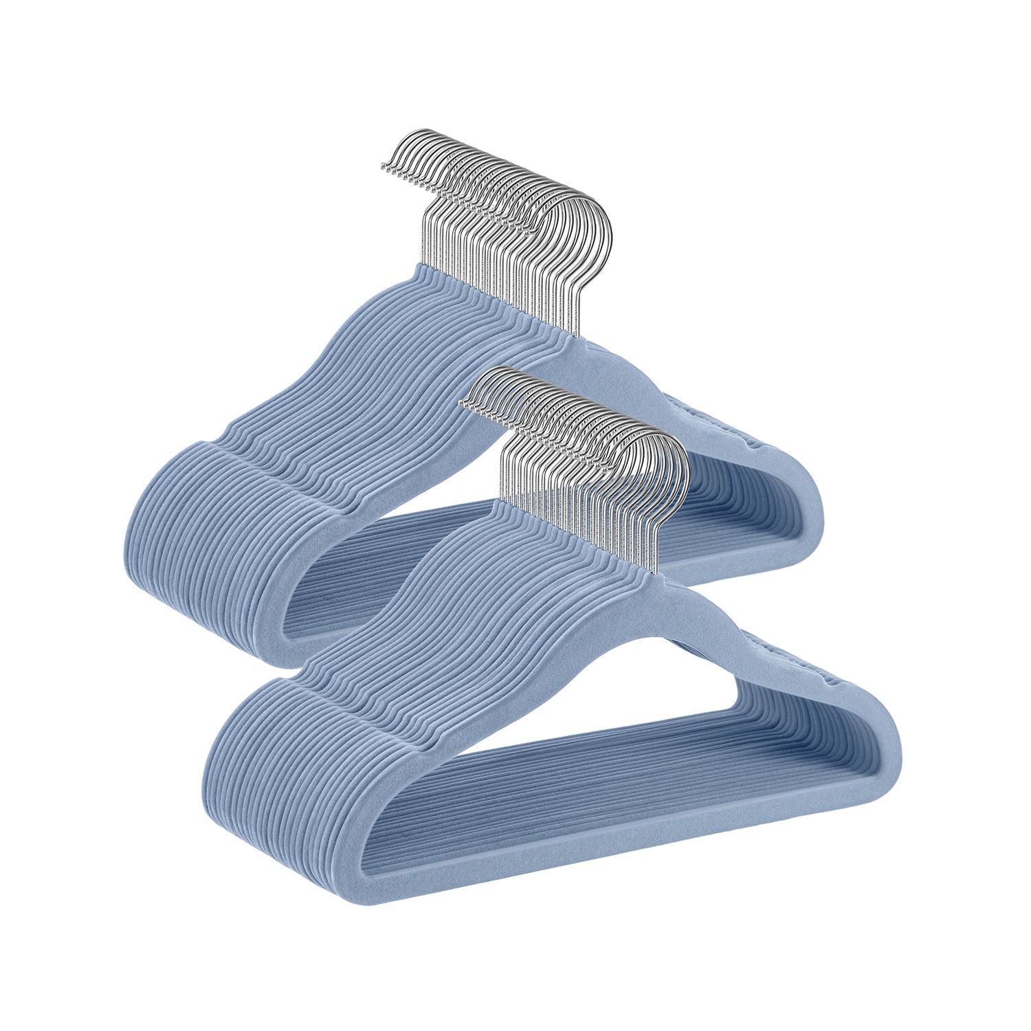 Pack of 50 Velvet Baby Hangers – Velvet – Pale Blue – Non-Slip Design with Rose Gold Hooks